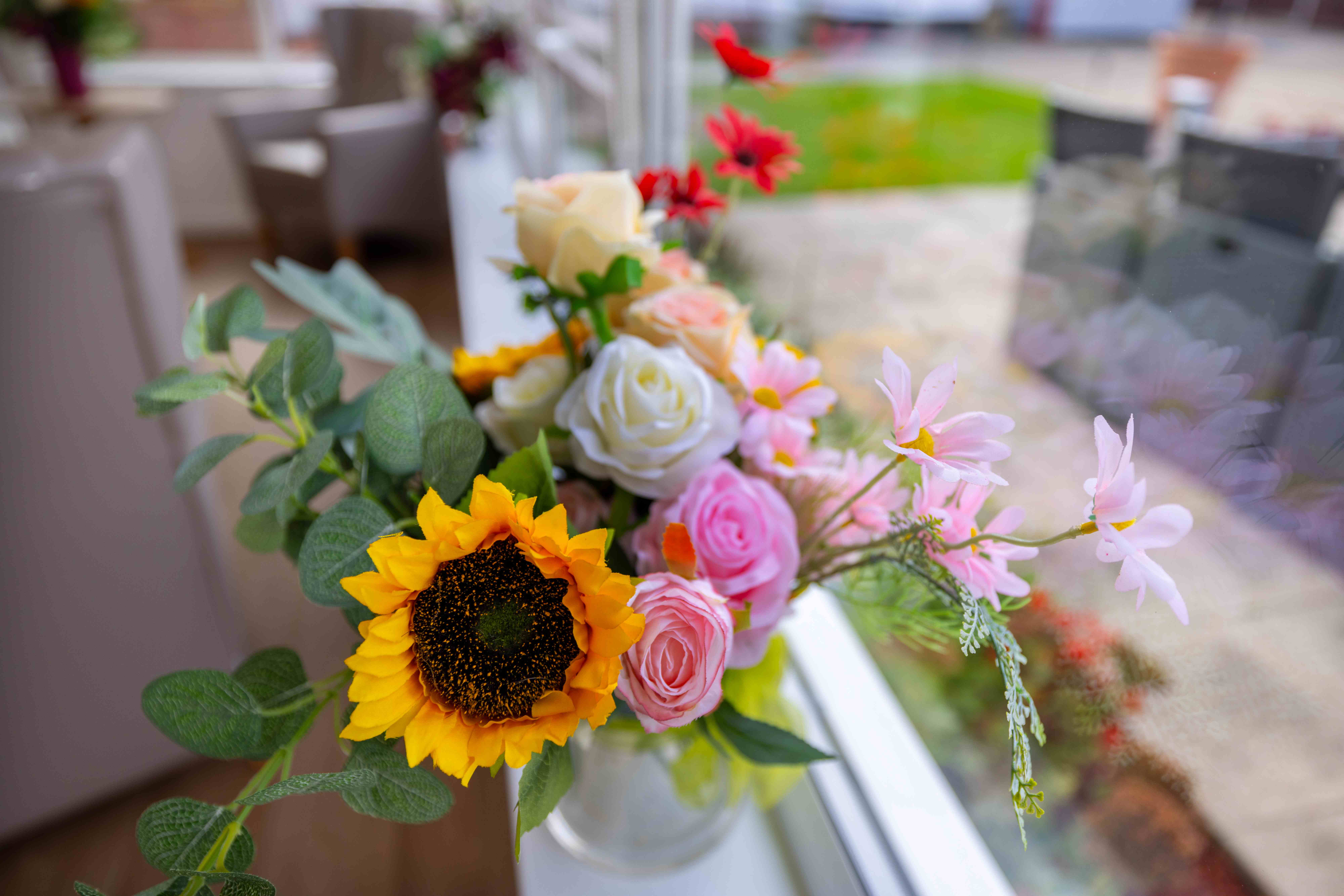 Beautiful flower arrangement with sunflowers