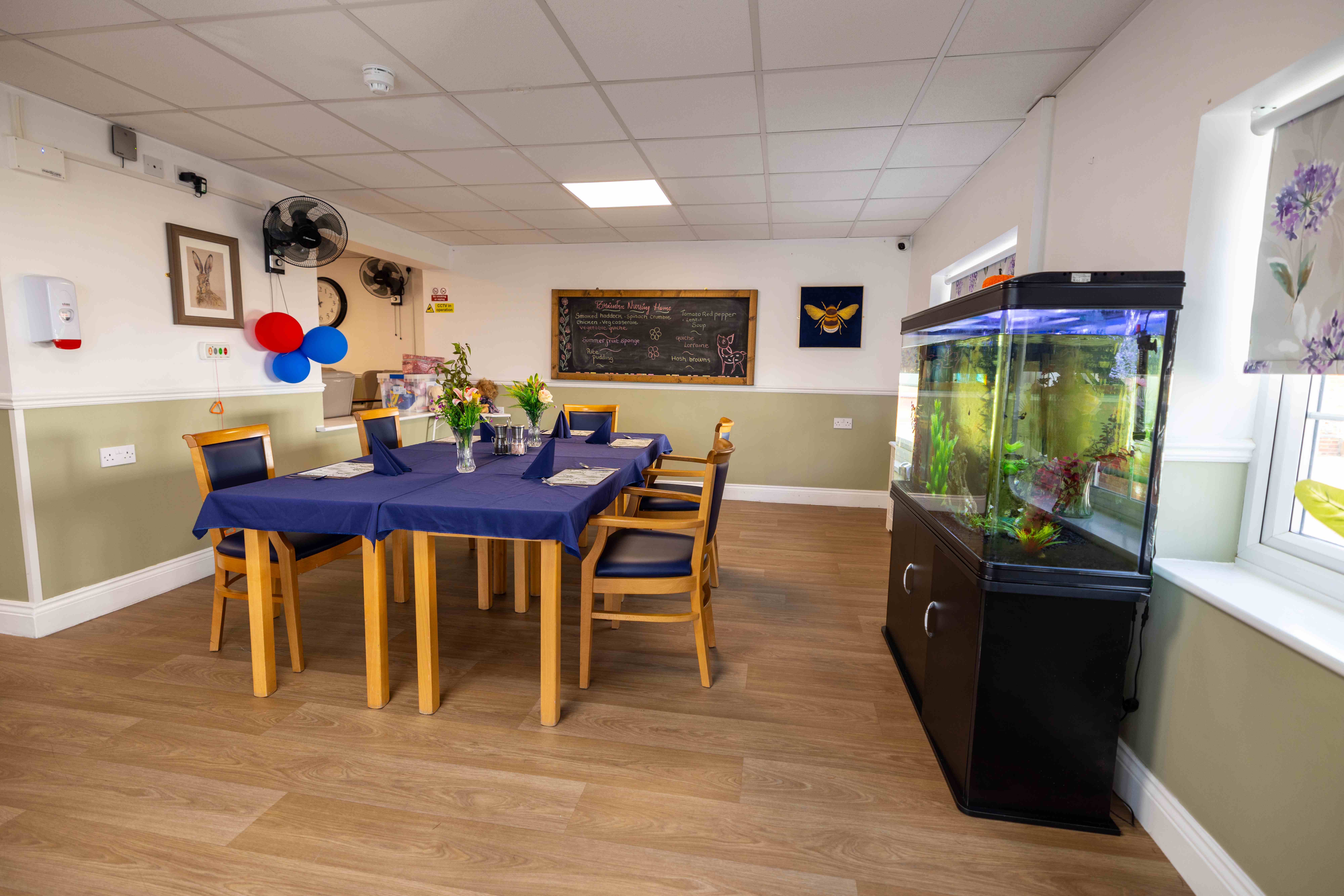 Private dining room with chalkboard menu