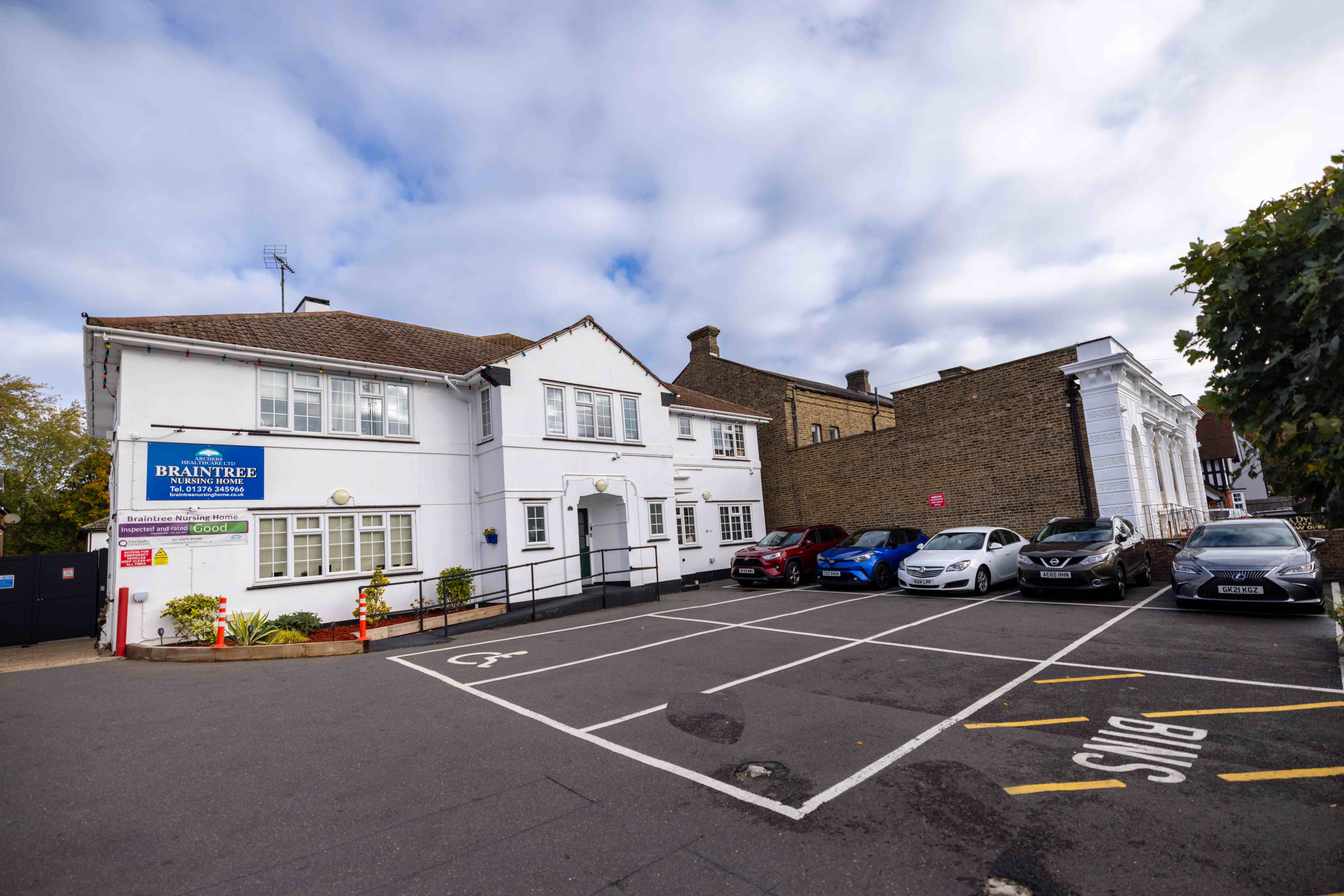 Parking area and building exterior